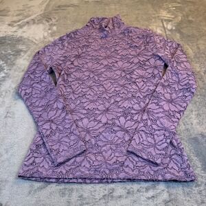 White House Black Market Purple Lace Turtleneck‎ Long Sleeve Top Women's XS